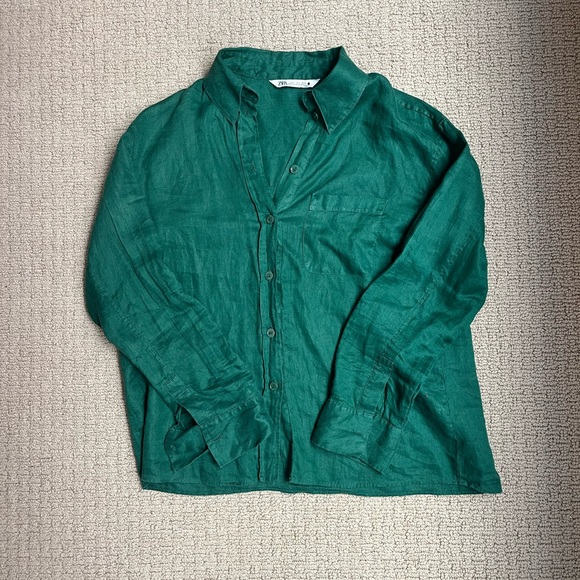 Zara Green Linen Two-Piece Set - Picture 5 of 6